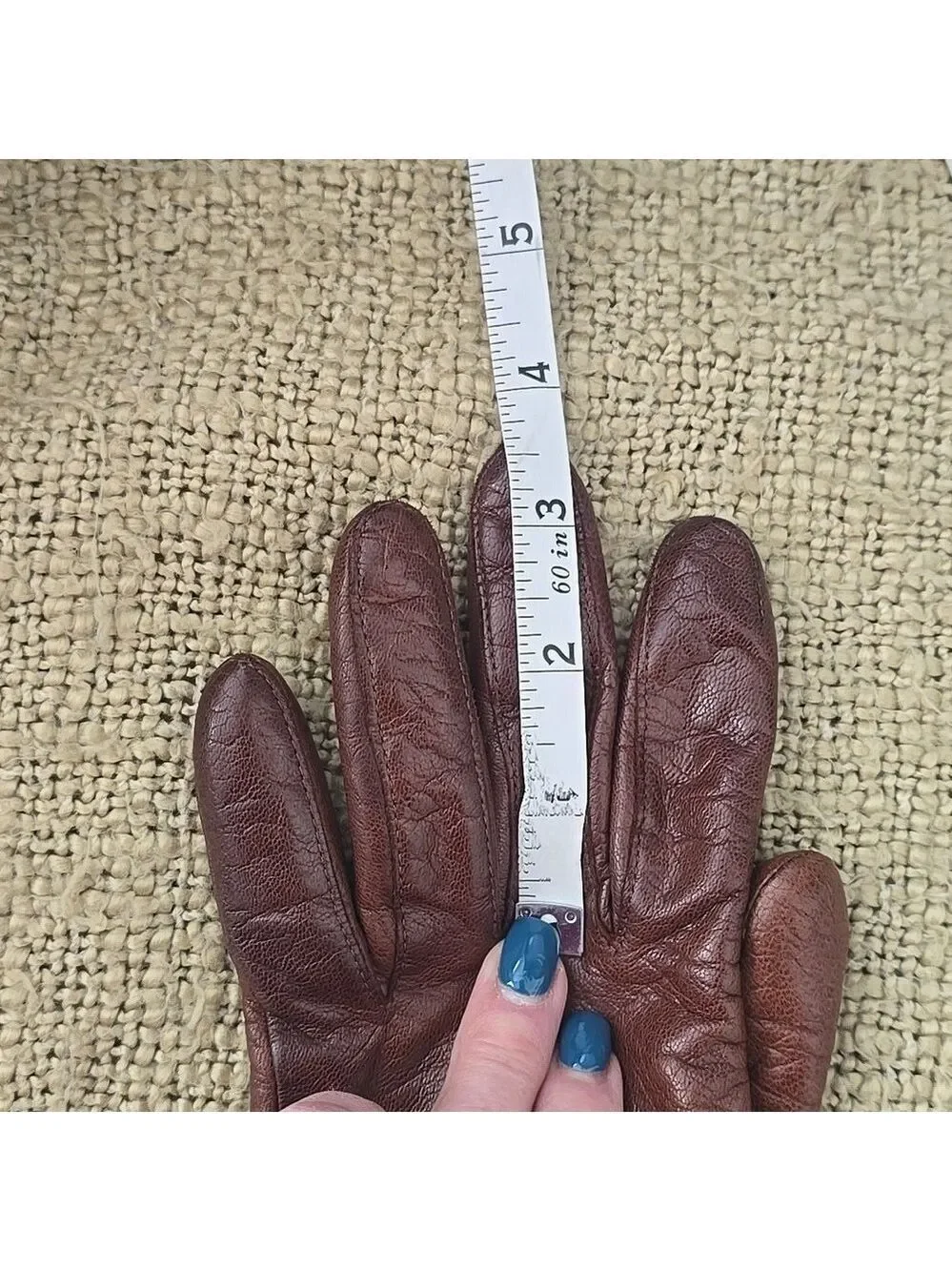 Isotoner Cashmere Lined Brown Leather Gloves with Faux Fur Cuff